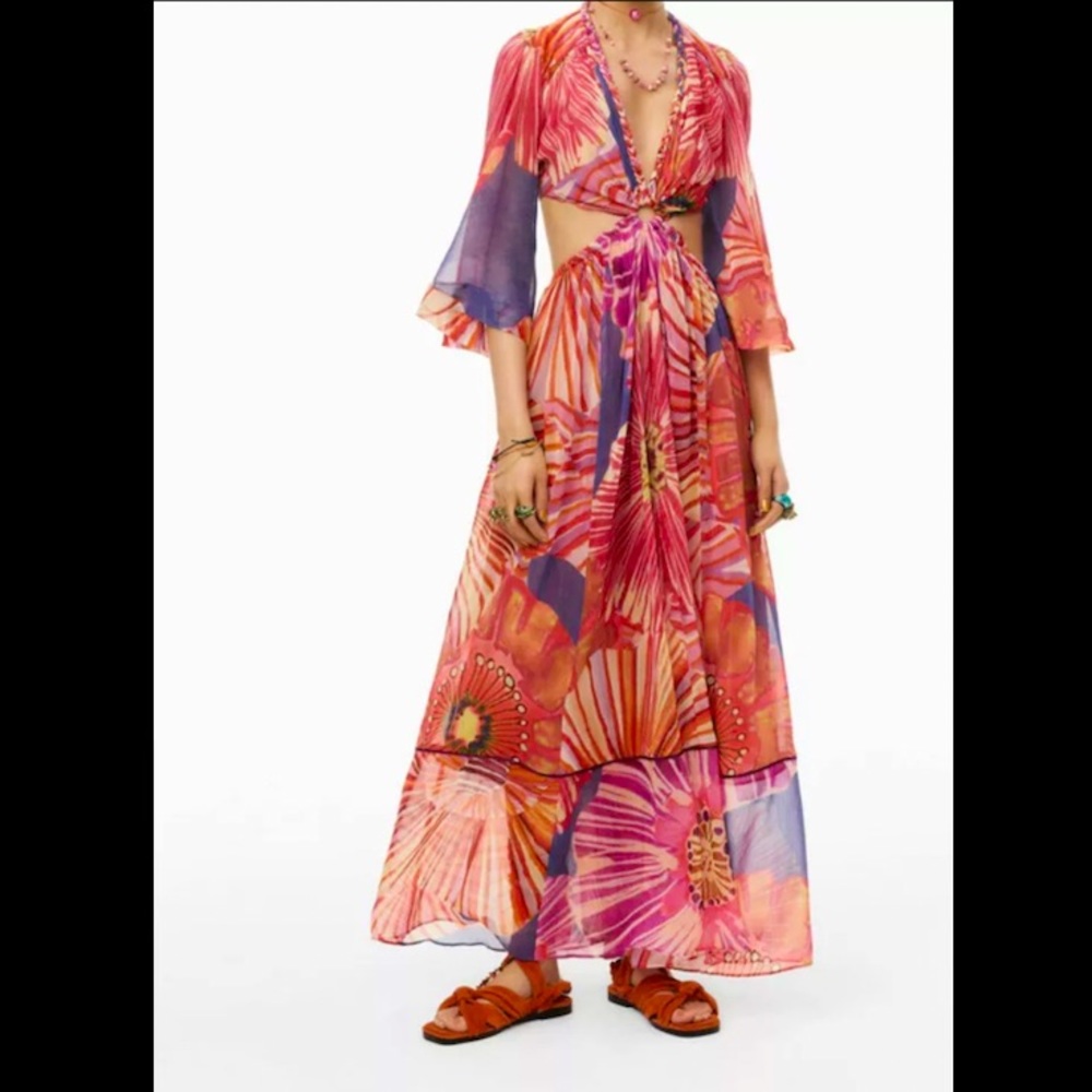 Zara Limited Edition Floral Printed Cutout Dress